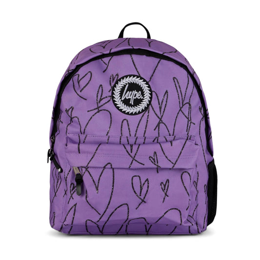 Purple Scribble Hearts Backpack SET