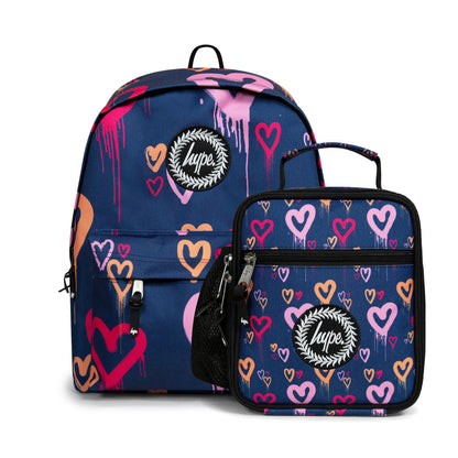 Navy Heart Drips Backpack SET