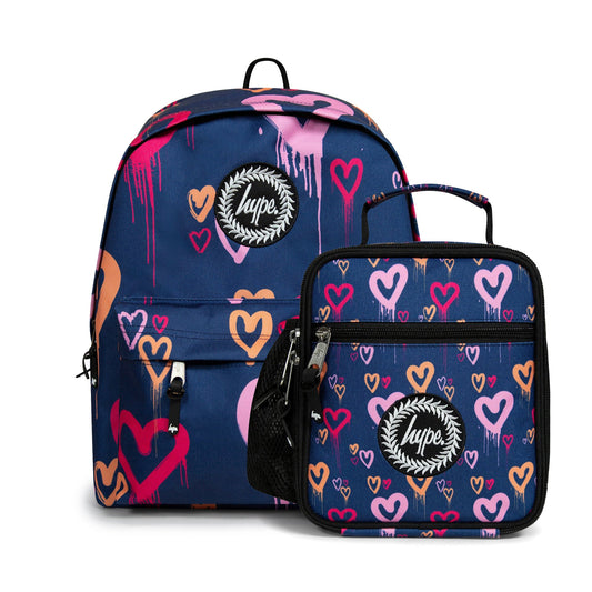 Navy Heart Drips Backpack SET